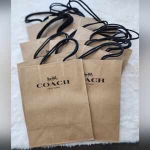 ❤️15 Coach Tan Gift Bags with Black Handles